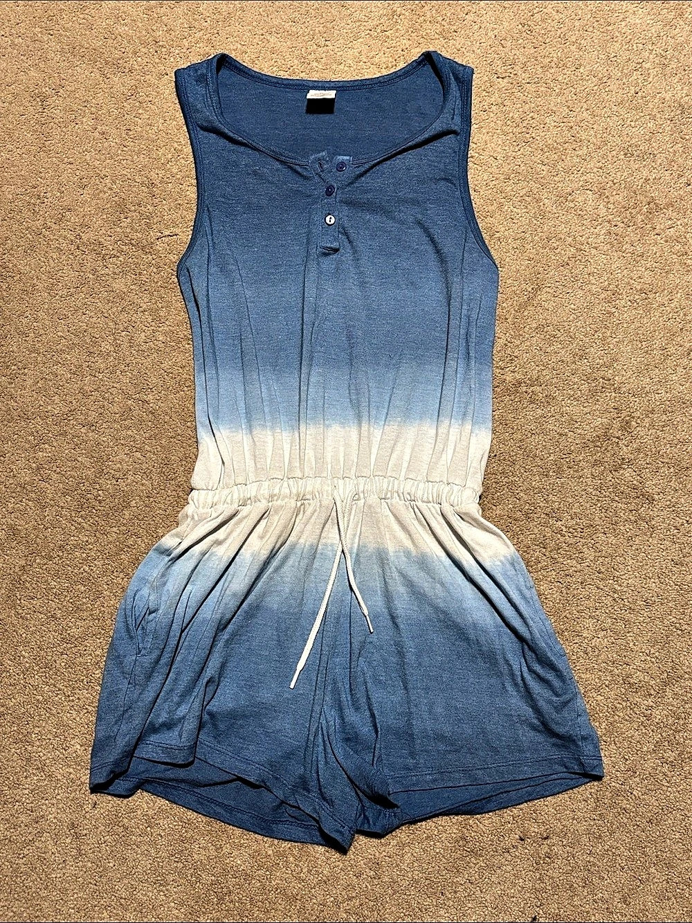Women's Tie-Dye Romper in Blue & White